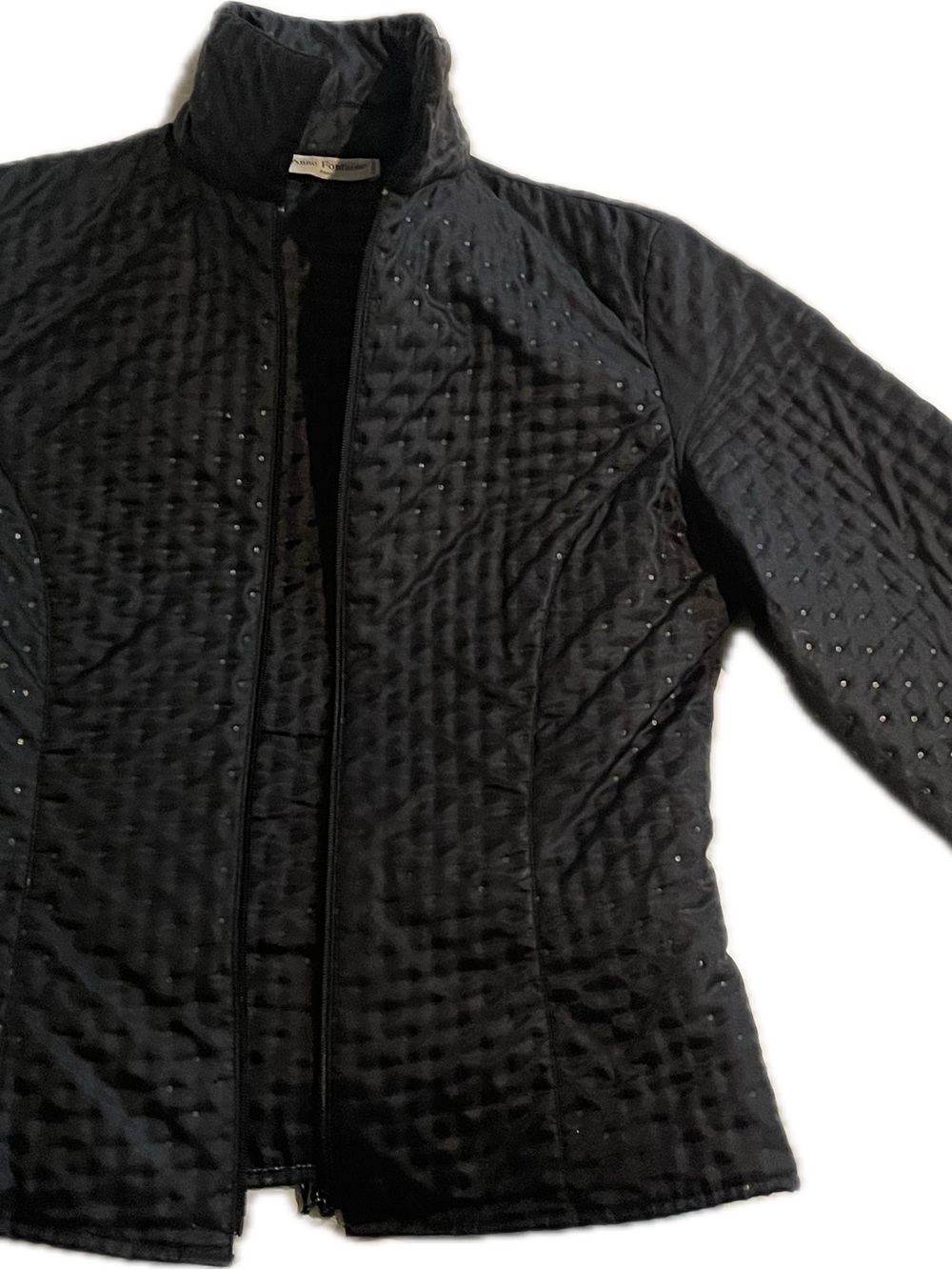 Anne Fontaine Black Quilted Studded Zip Jacket